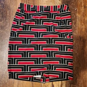 Casual red and black fitted skirt